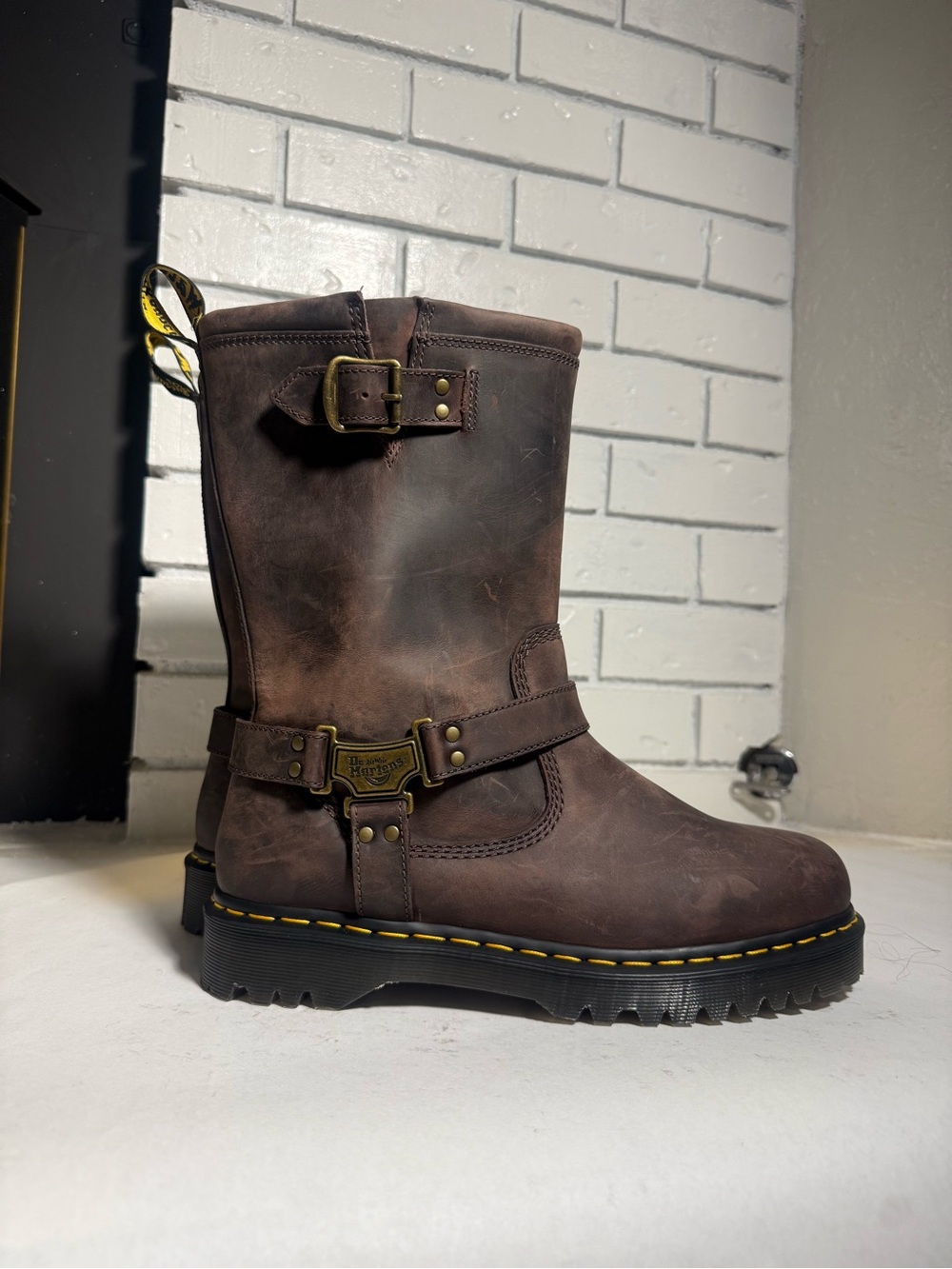 Dr. Martens Anistone Hi Leather Biker Boots – Dark Brown Men's 12 NWOB